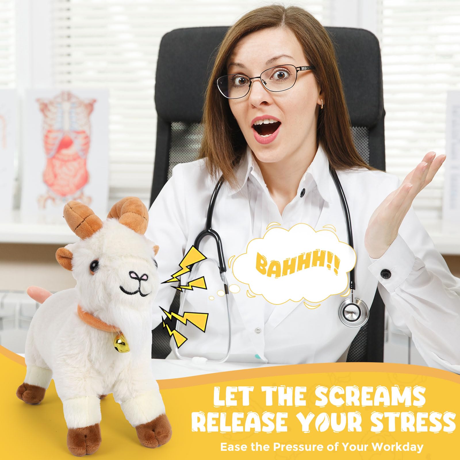 AWMHS soft plush goat body feels silky and cuddle-ready.