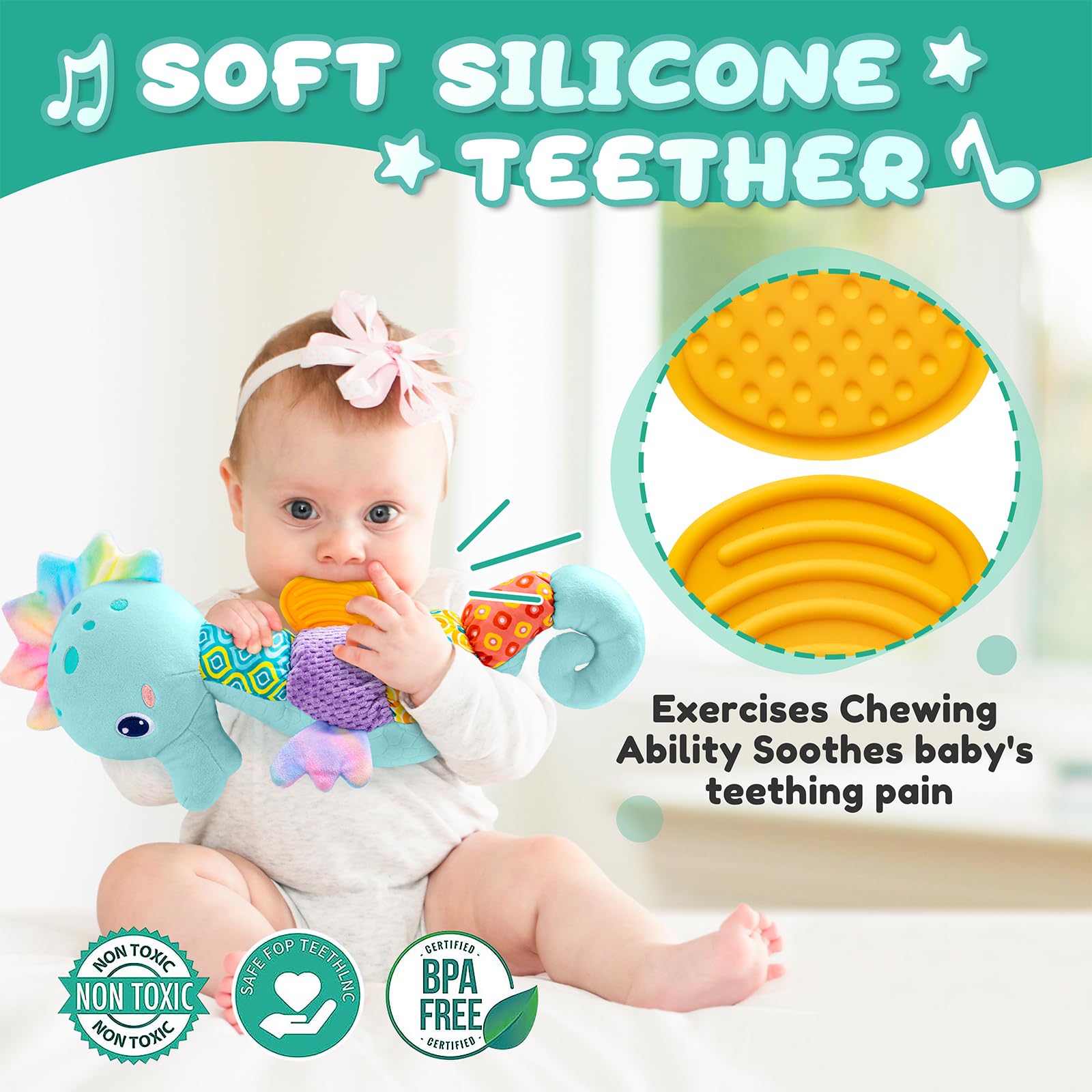 AWOTOY Seahorse colorful body and textures spark visual exploration and grip practice.