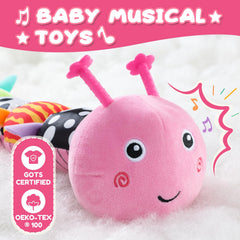 AWOTOY Candy Pink Caterpillar body crinkle texture supports fine motor exploration.