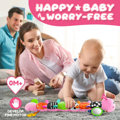 AWOTOY Candy Pink Caterpillar built-in ruler helps track growth during cuddles.