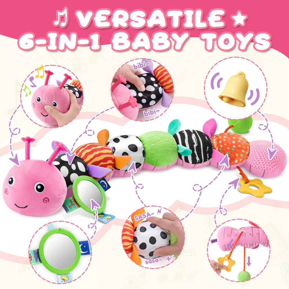 AWOTOY Candy Pink Caterpillar mirror boosts self-awareness and visual tracking.