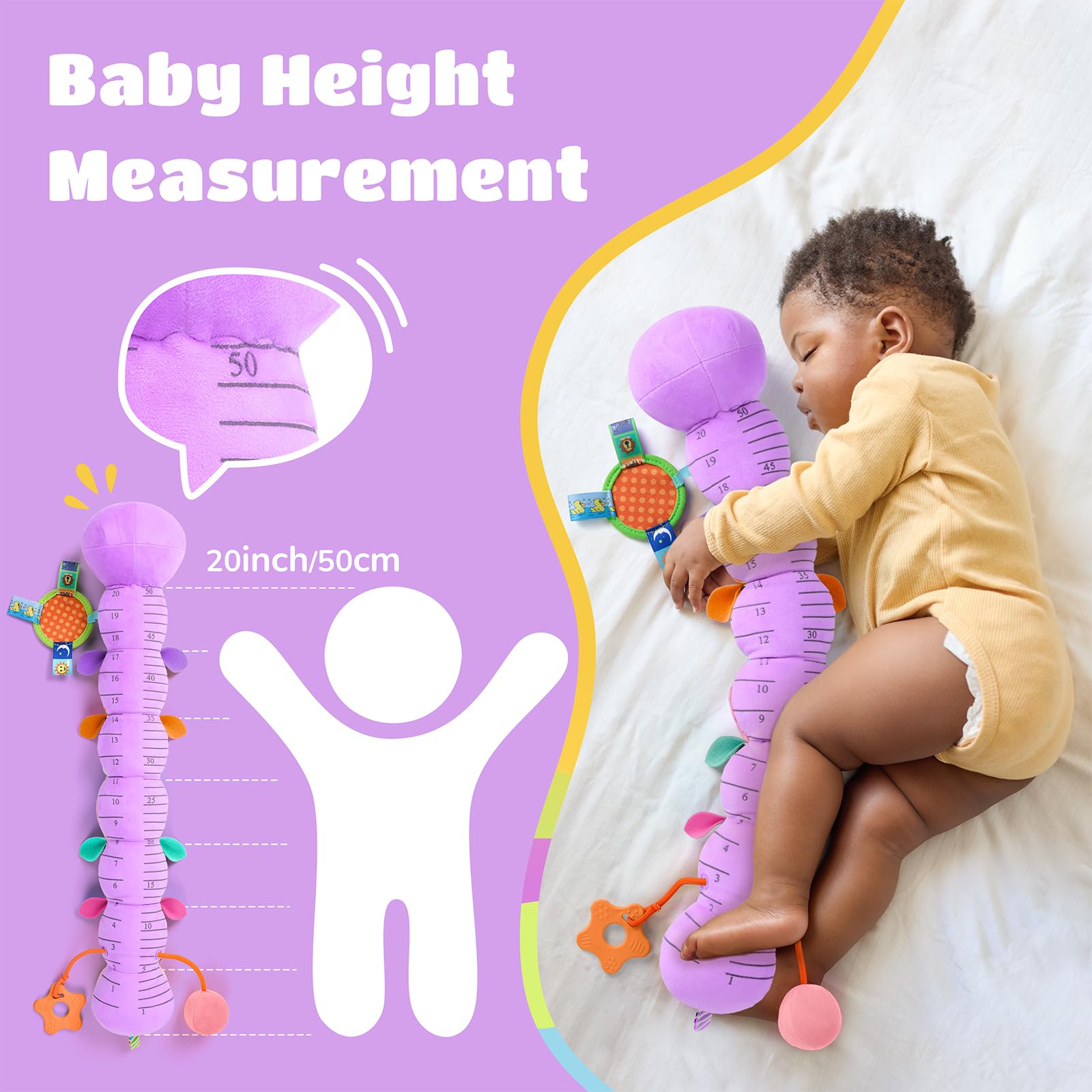 AWOTOY caterpillar 20-inch belly ruler aids quick height checks during cuddles