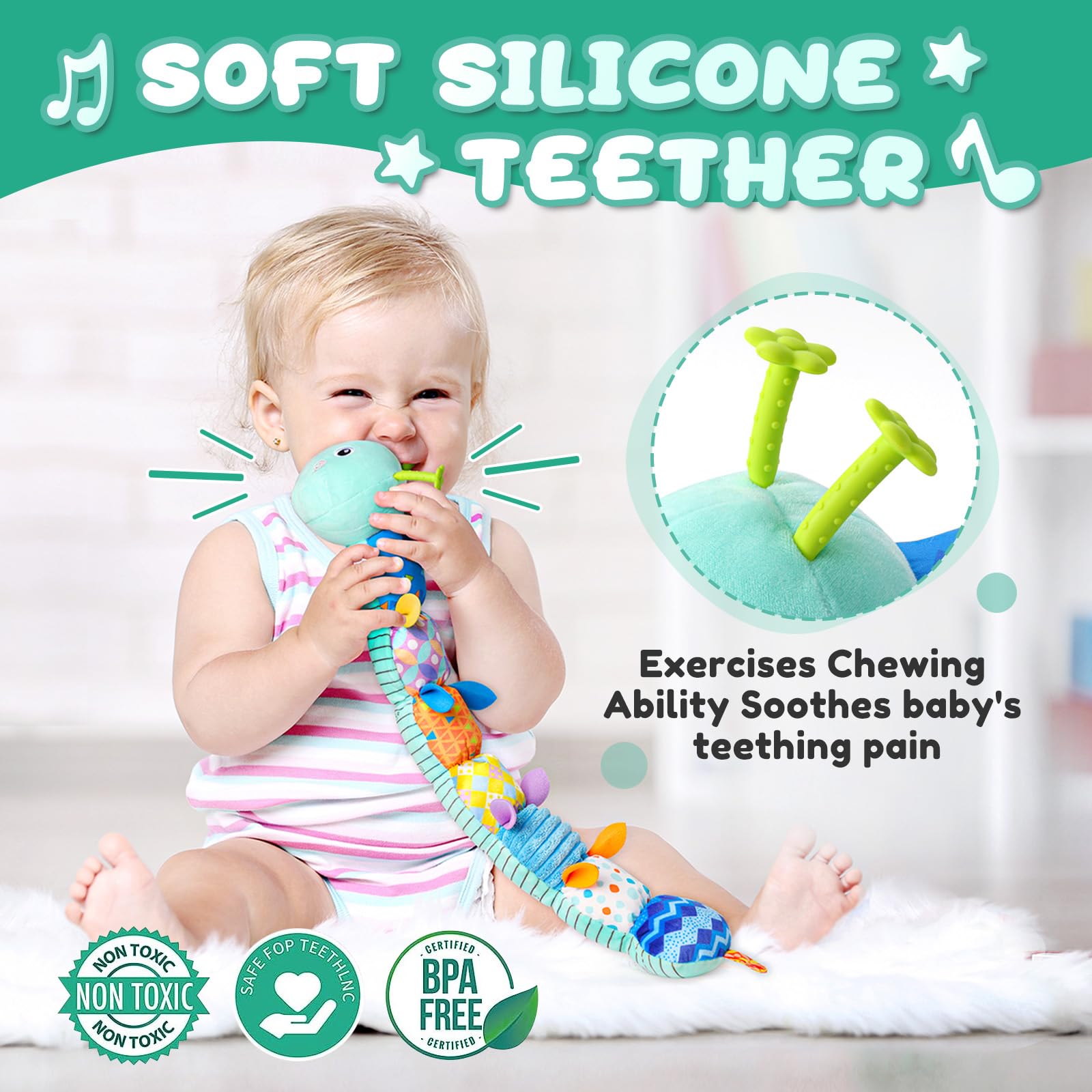 Awotoy Caterpillar bell texture adding gentle sound for sensory play