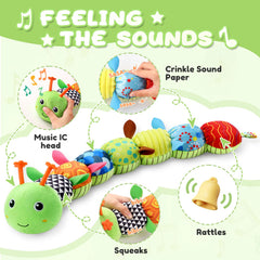AWOTOY caterpillar body features a playful rattle to engage auditory senses