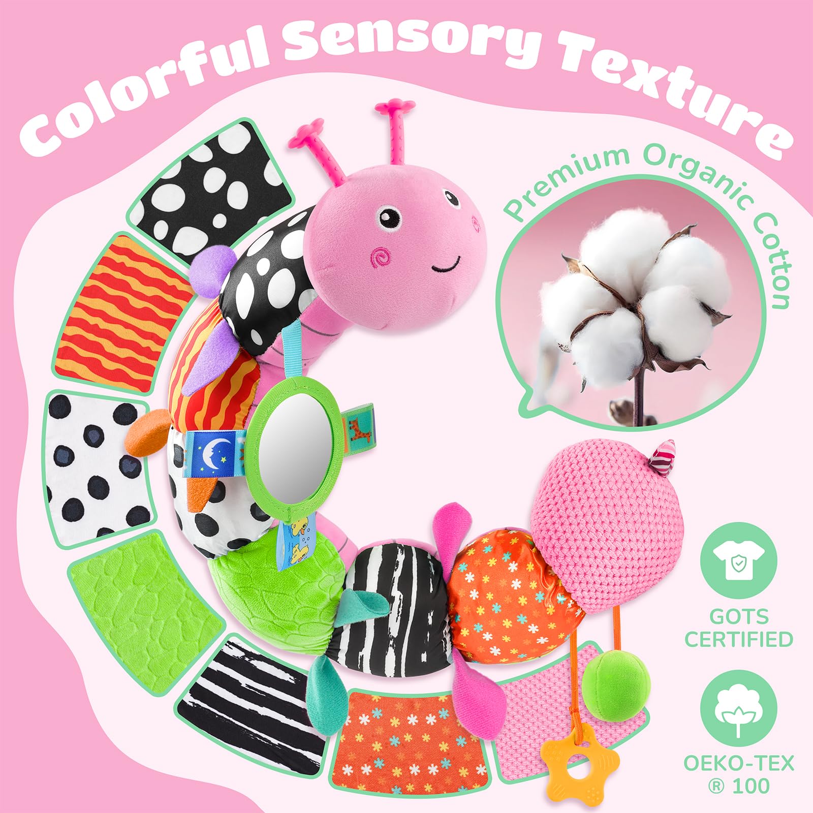 AWOTOY Caterpillar high-contrast patterns aid visual tracking