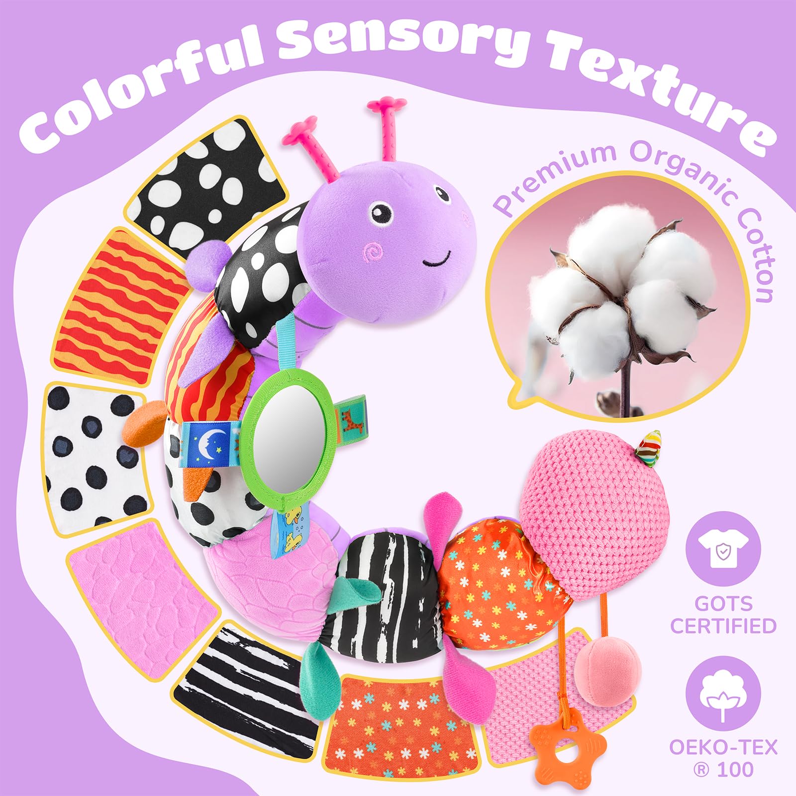 AWOTOY caterpillar lullaby feature helps soothing transitions at bedtime