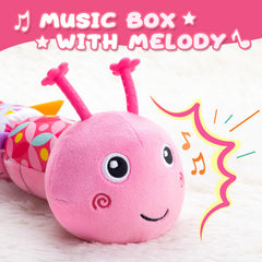 AWOTOY caterpillar toy features rattle bells for engaging baby hearing and hand movement.