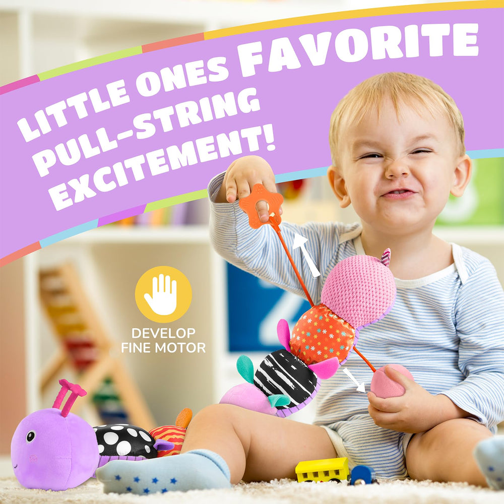 AWOTOY caterpillar pull-string segment encourages fine motor play