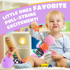 AWOTOY caterpillar pull-string segment encourages fine motor play