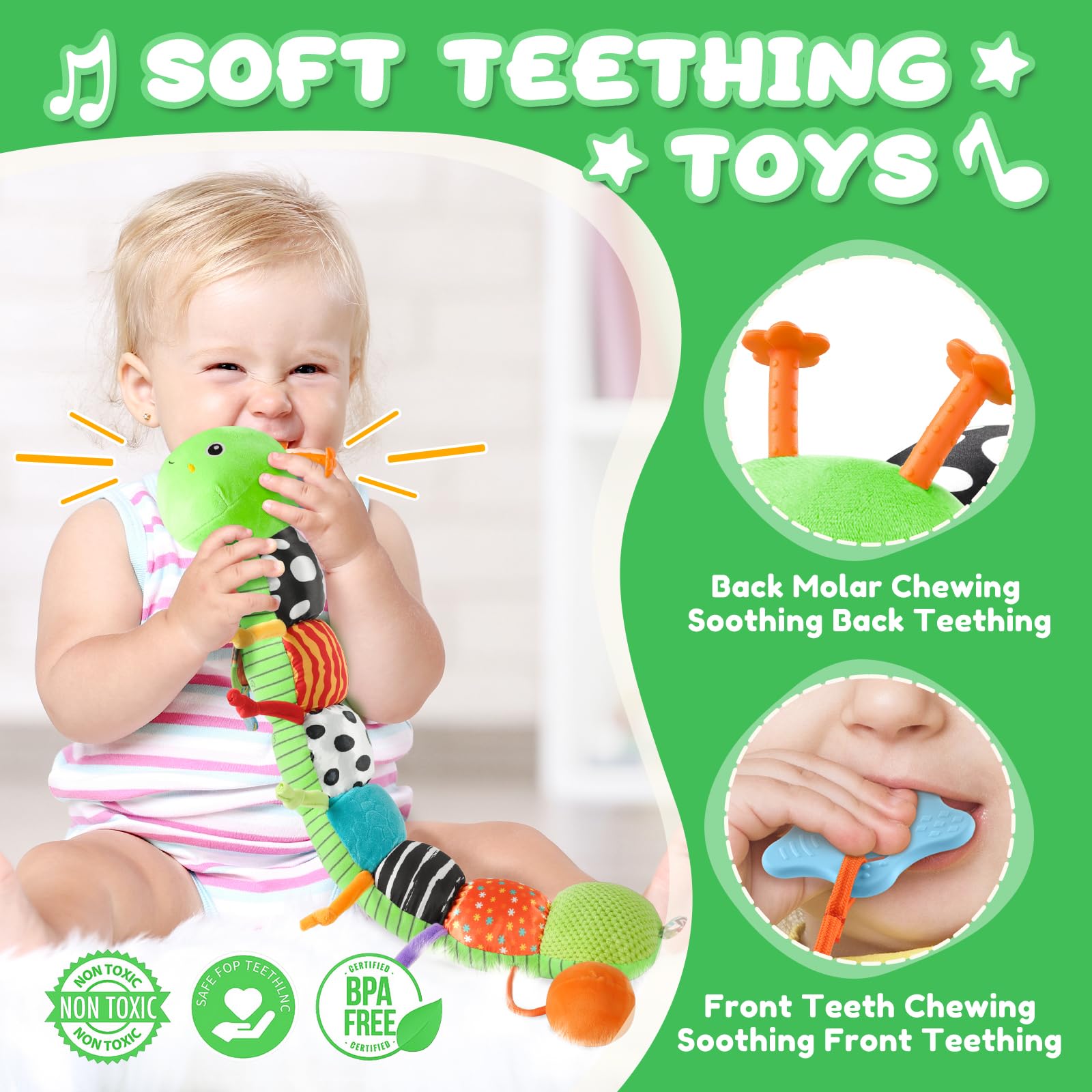 AWOTOY Caterpillar pull-string engages fine motor play and interaction.