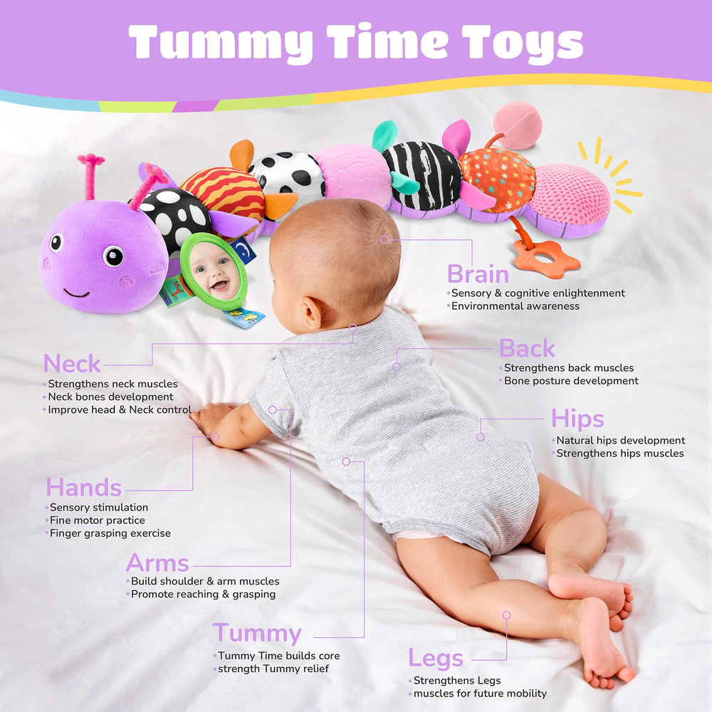AWOTOY caterpillar teether plush provides safe gum relief during teething
