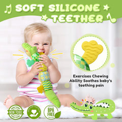 AWOTOY crocodile sensory bell panel adds gentle jingles for engagement