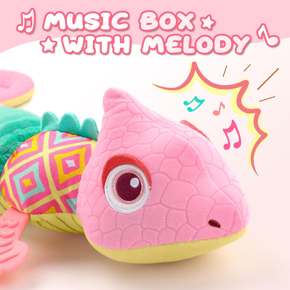 AWOTOY dinosaur sensory toy with crinkle textures and rattles for exploration