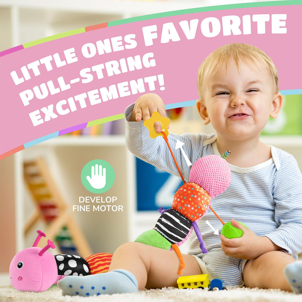 AWOTOY Pull-String Sensory Toy encourages grasping and fine motor play.