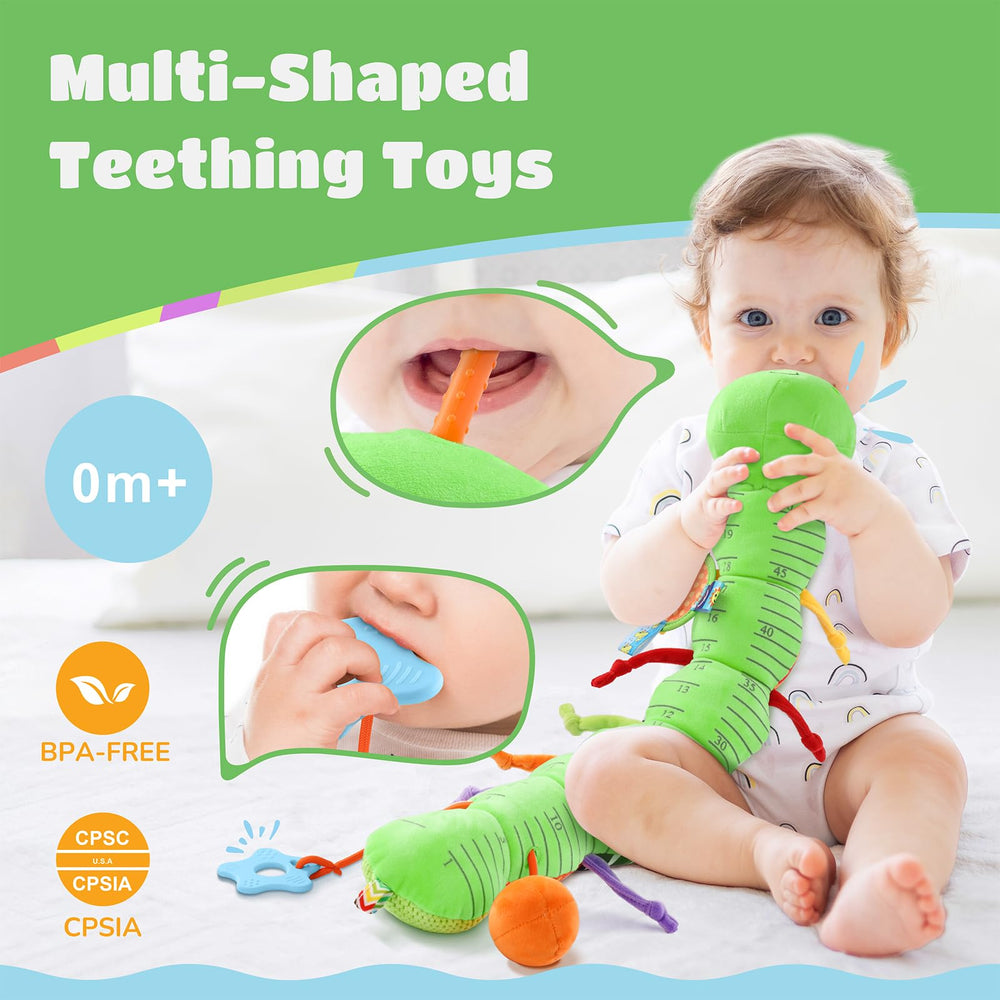 AWOTOY medical-grade silicone teether offers safe chewing during exploration.
