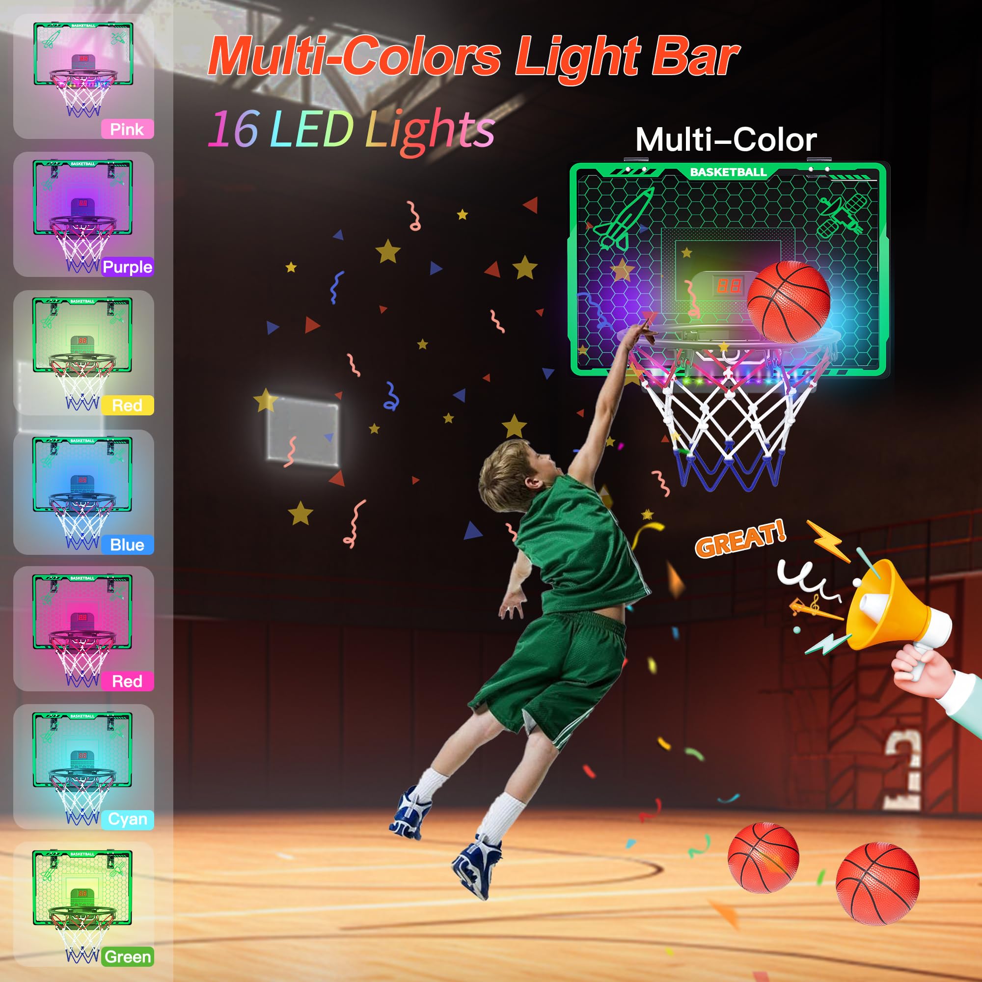 Awsoo steel rim and durable backboard withstands energetic play.