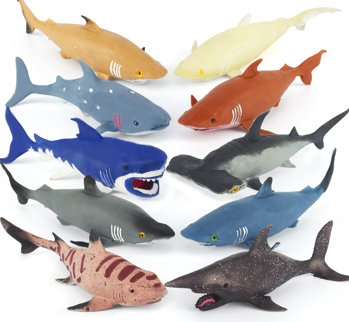 Axbotoy 10-pack sharks with different species for vibrant bath play