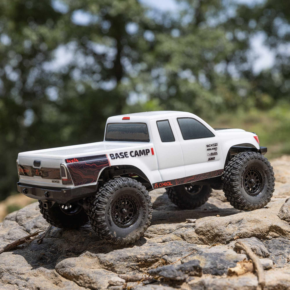 Axial SCX24 Base Camp 4x4 included battery and USB charger for immediate setup.