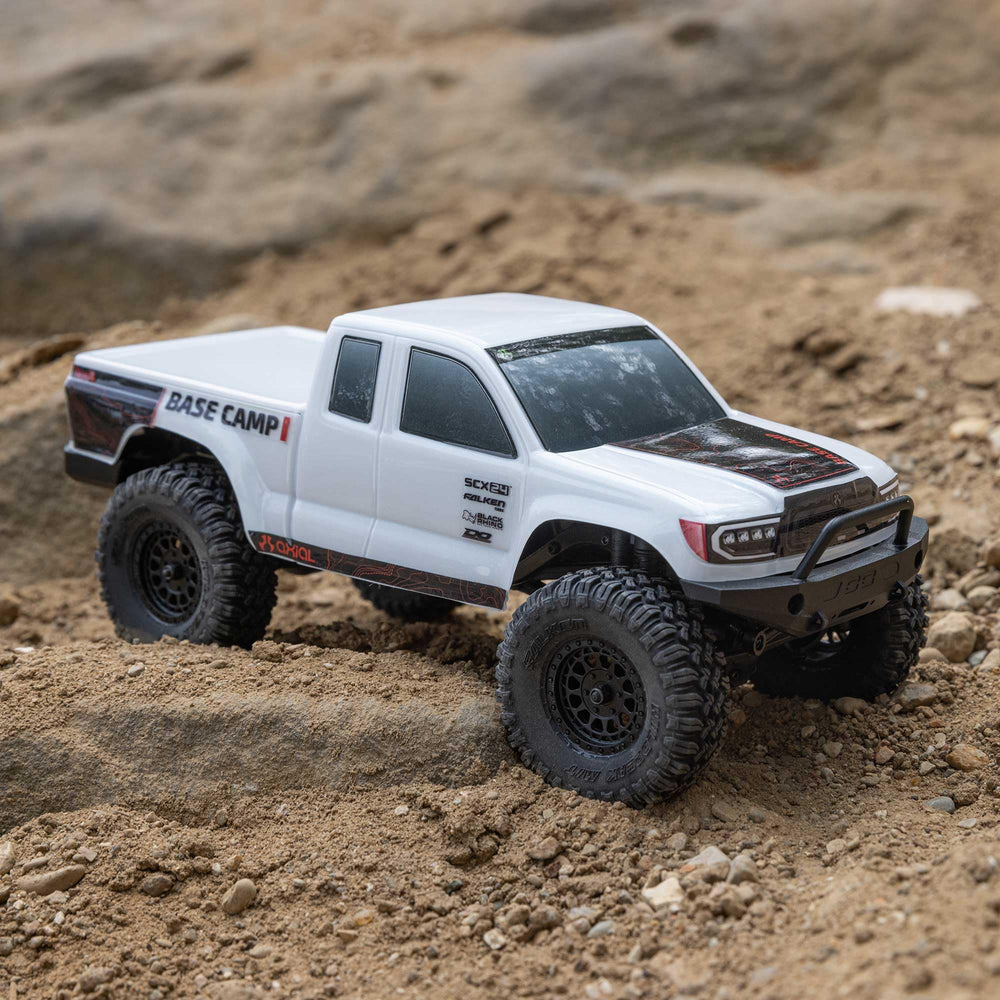 Axial SCX24 Base Camp 4x4 radio system delivers responsive, reliable control.