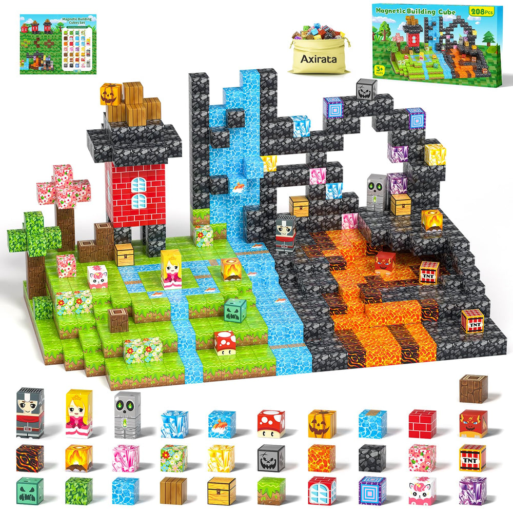 Axirata 208pcs magnetic blocks for creative building and STEM learning