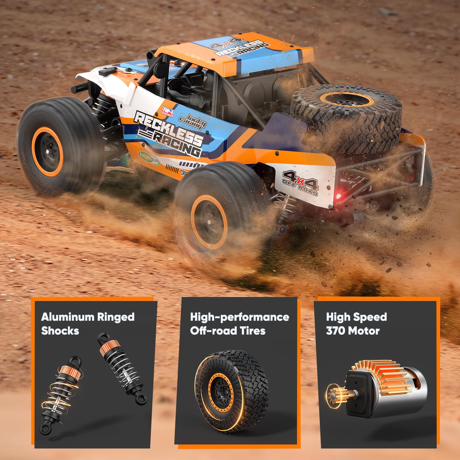 Axirata RC car night lights illuminate nighttime driving and fun.