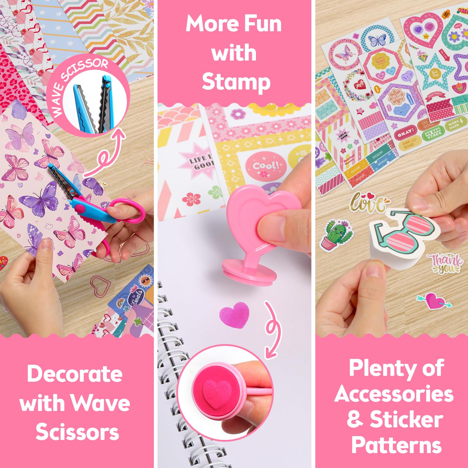 Axirata-wrist-bands-and-charms adds playful accents to personalize journals.
