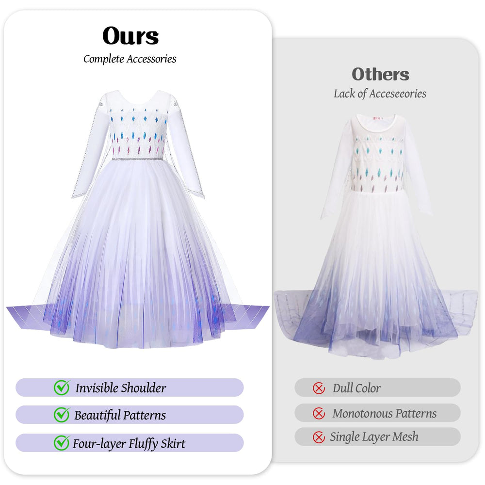 Axwcon Elsa dress four-layer skirt adds elegant volume for twirls