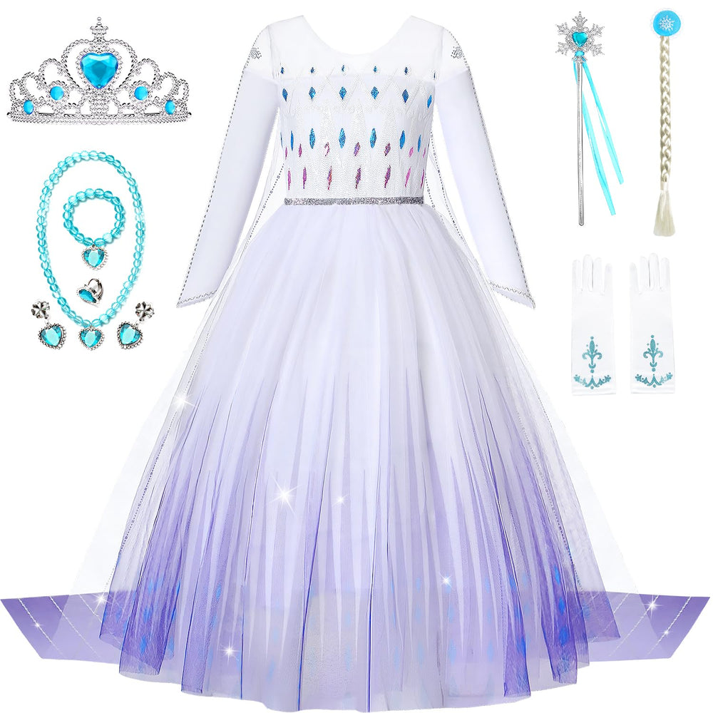 Axwcon Elsa dress with four-layer skirt for graceful twirls