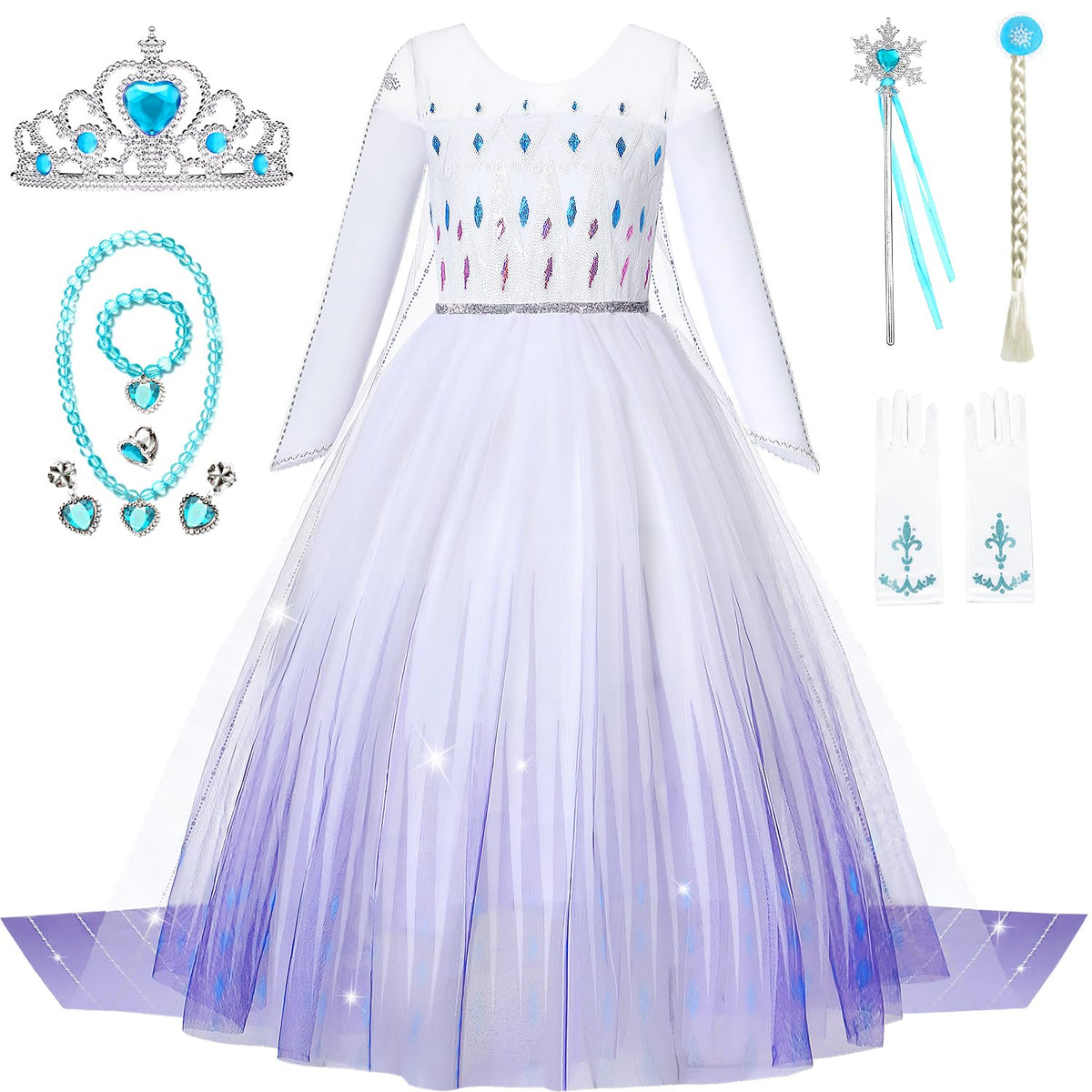 Axwcon Elsa dress with four-layer skirt for graceful twirls