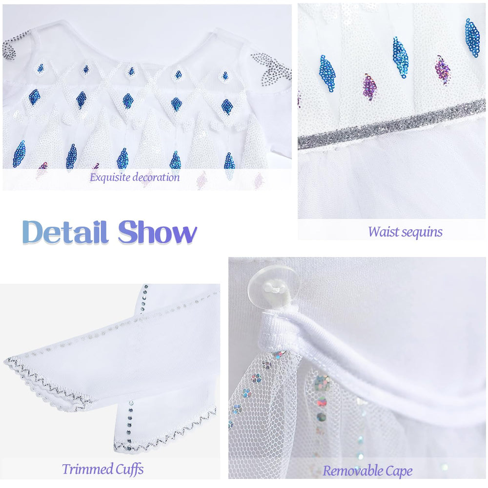 Axwcon Elsa dress lace trim cuffs and sparkling accents for festive events