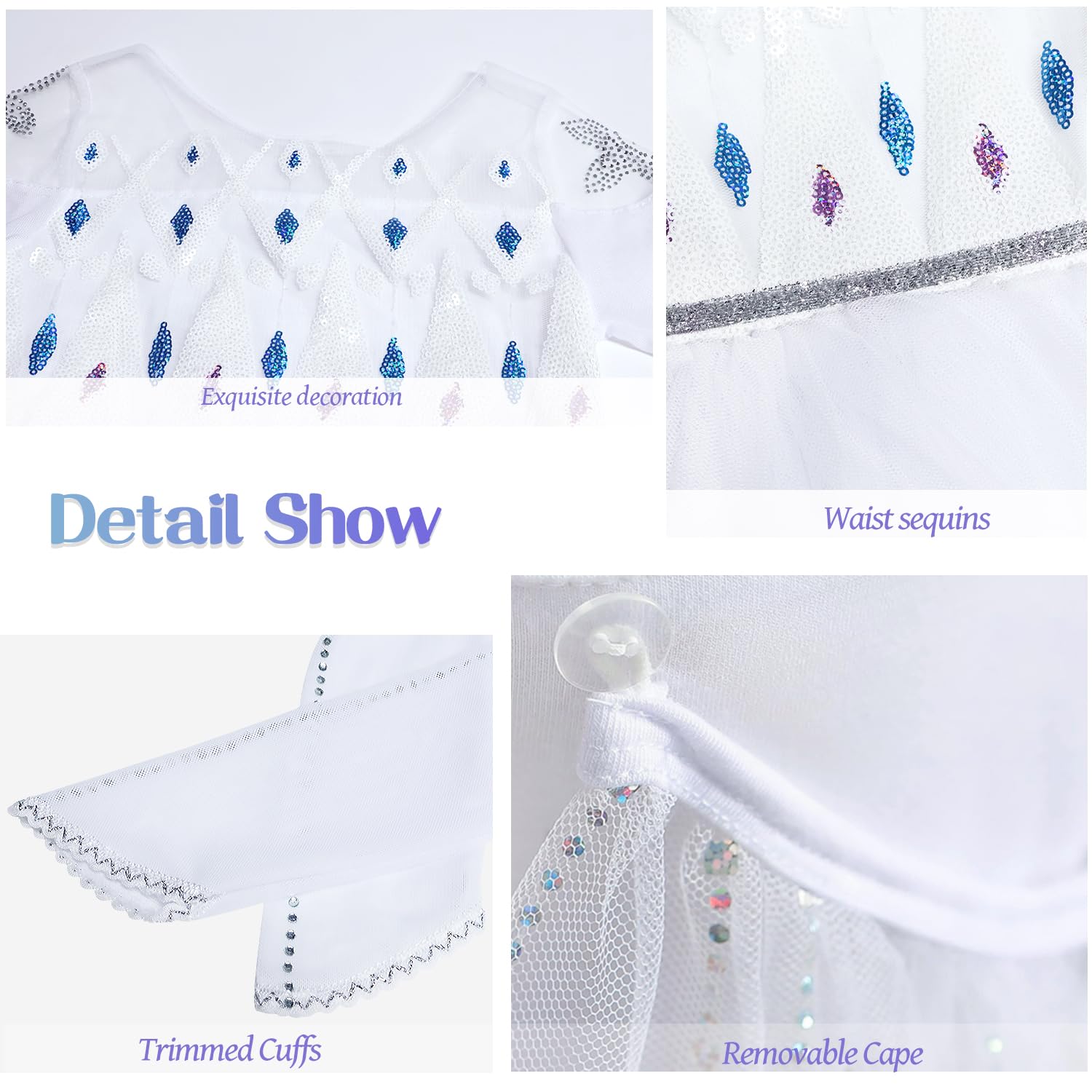 Axwcon Elsa dress with wand and gloves for imaginative play