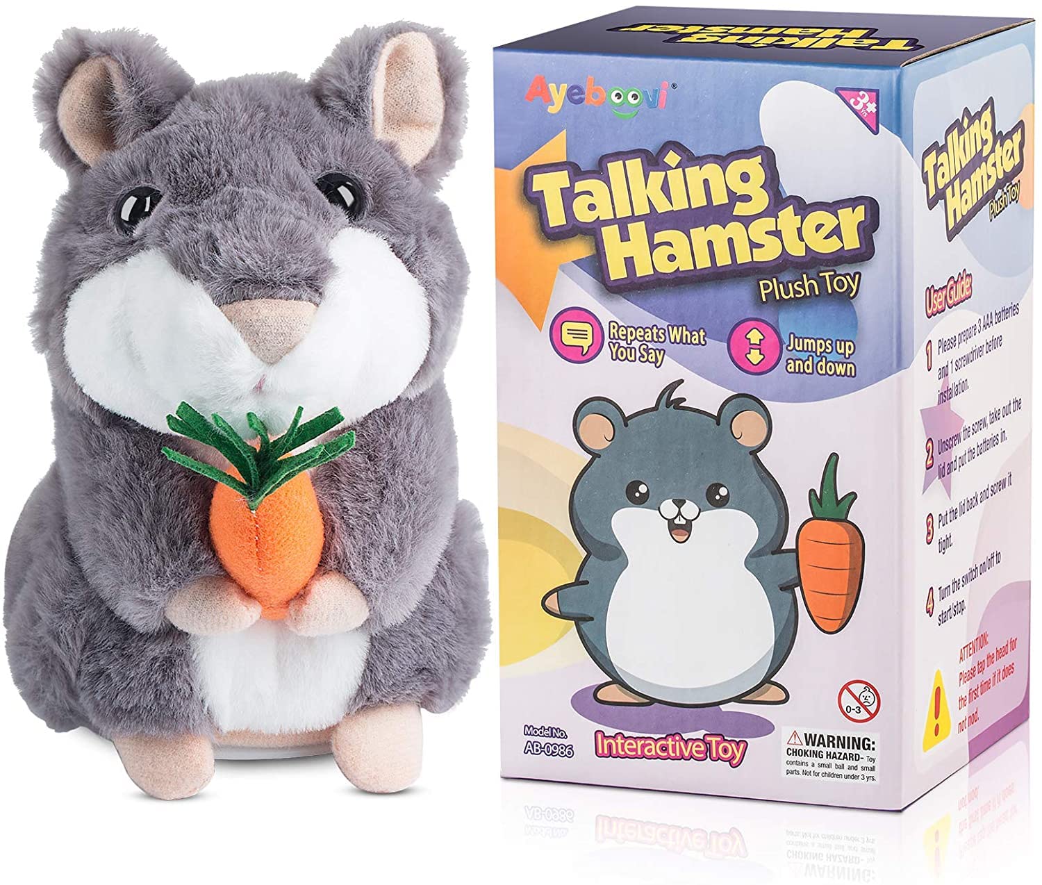 Ayeboovi talking hamster close-up face, inviting conversational play and imaginative interaction.