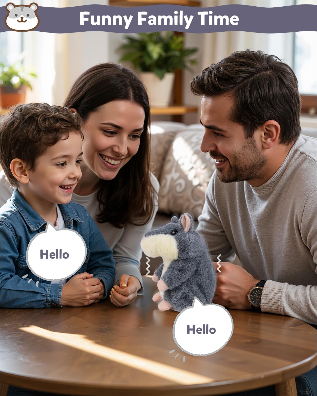 Ayeboovi Talking Hamster arrives in a colorful gift box, ideal for birthdays and holidays.