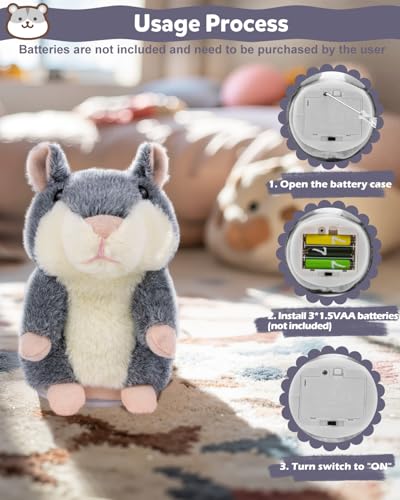 Ayeboovi Talking Hamster supports early social play by prompting responses.