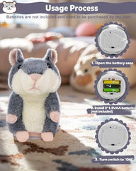 Ayeboovi Talking Hamster supports early social play by prompting responses.