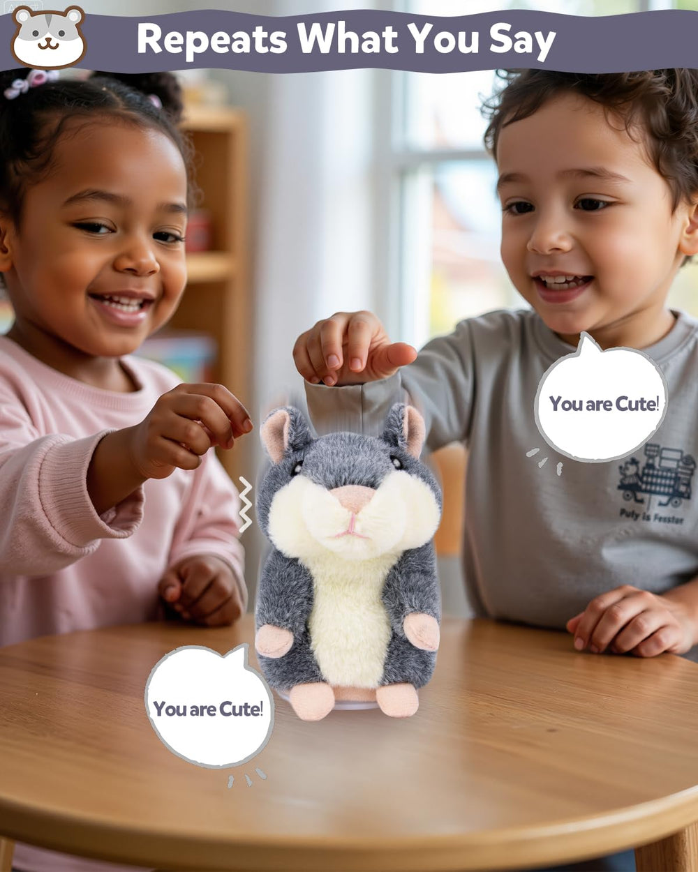Ayeboovi Talking Hamster plush with a soft, cuddly feel for comforting companionship.