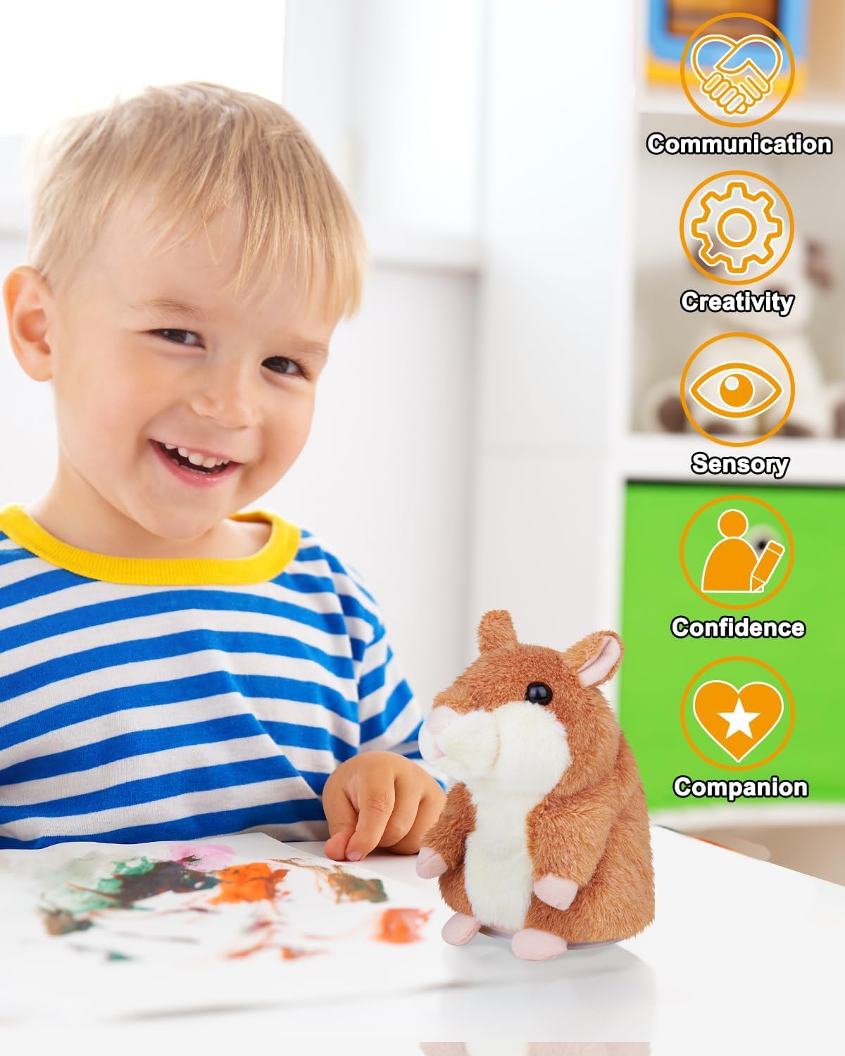 Ayeboovi upgraded-voice hamster delivers clearer sounds for kids to imitate.