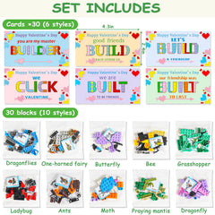 AYGXU valentines cards with animal-building blocks, perfect for kids' gift exchanges.
