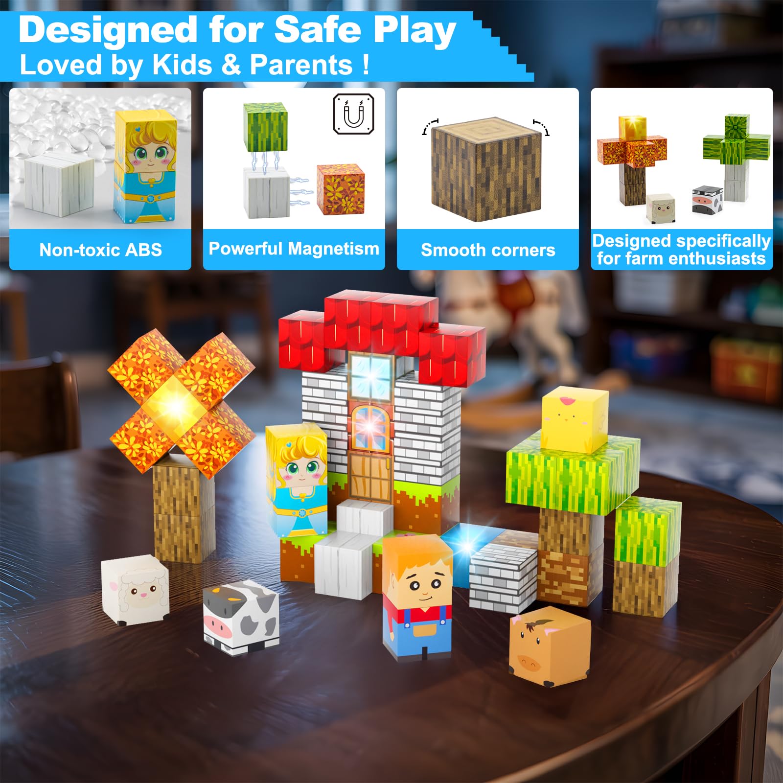 Bright colors and magnetic connections inspire endless structures and open-ended play