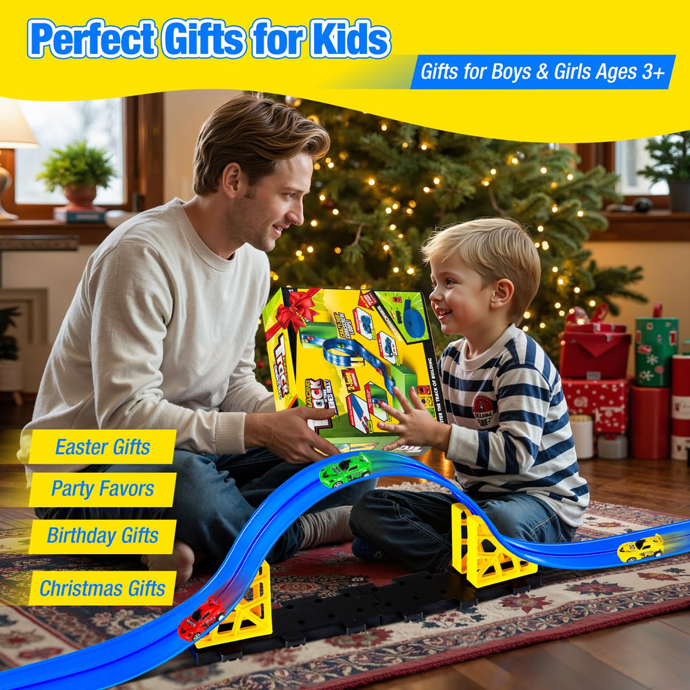 Family enjoys portable racing together in small spaces.