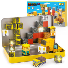 Aywewii travel magnetic blocks in a tin box for compact on-the-go play