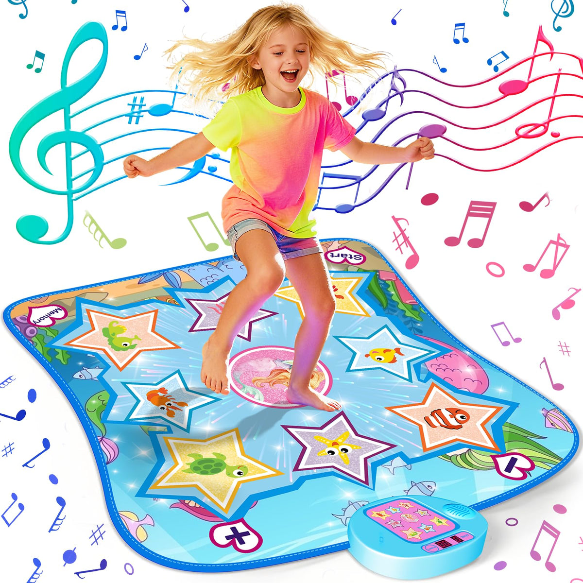 AZBFAN Ocean Dance Mat with LED lights for rhythm-friendly play on the floor.