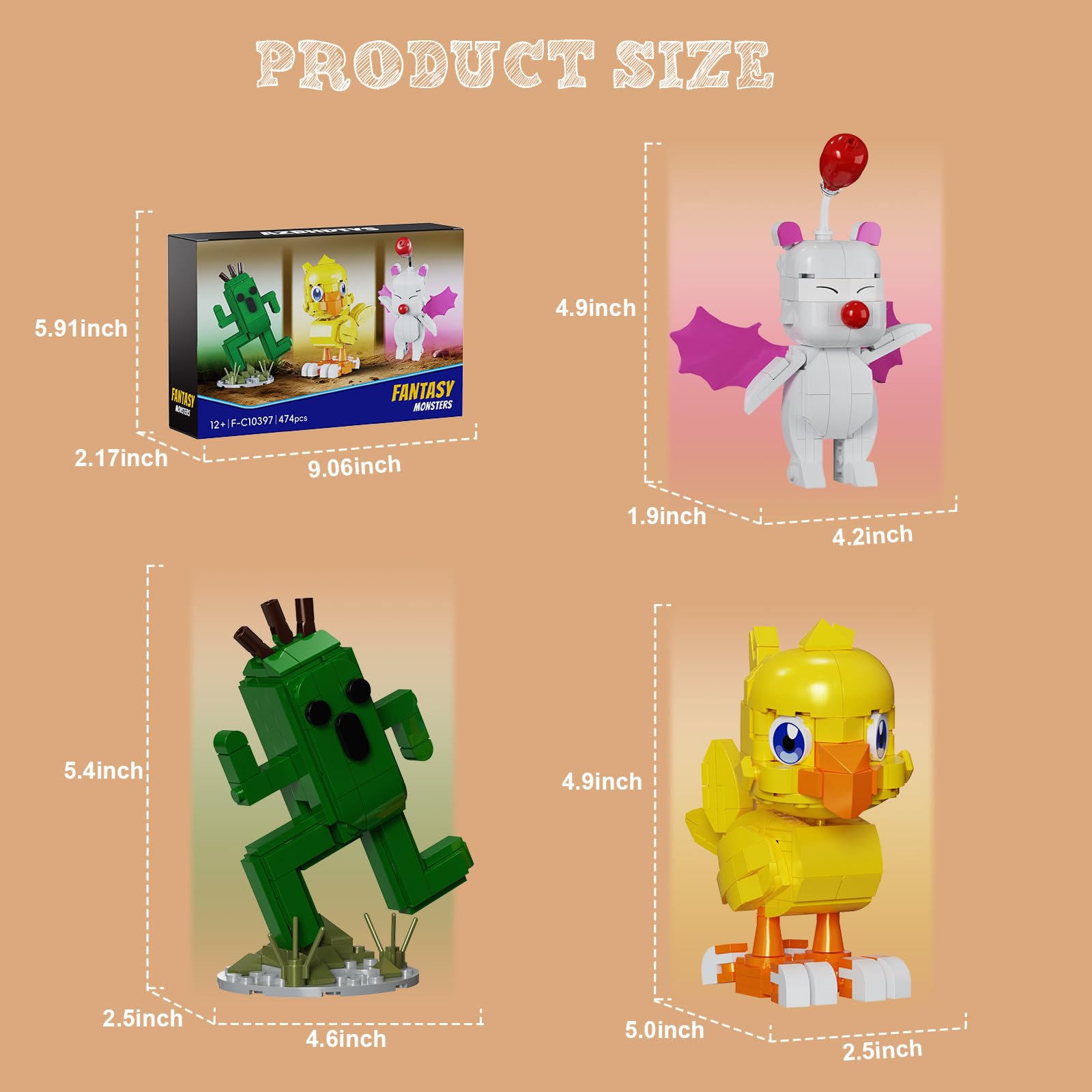 AZBHDTYS Fantasy Monster Moogle figure, perfect for shelf display.