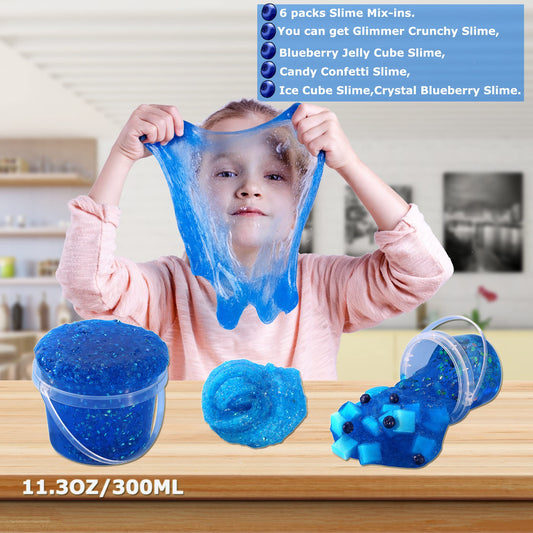 Azeperoy jelly cube slime add-ins six-set display for creative DIY play.