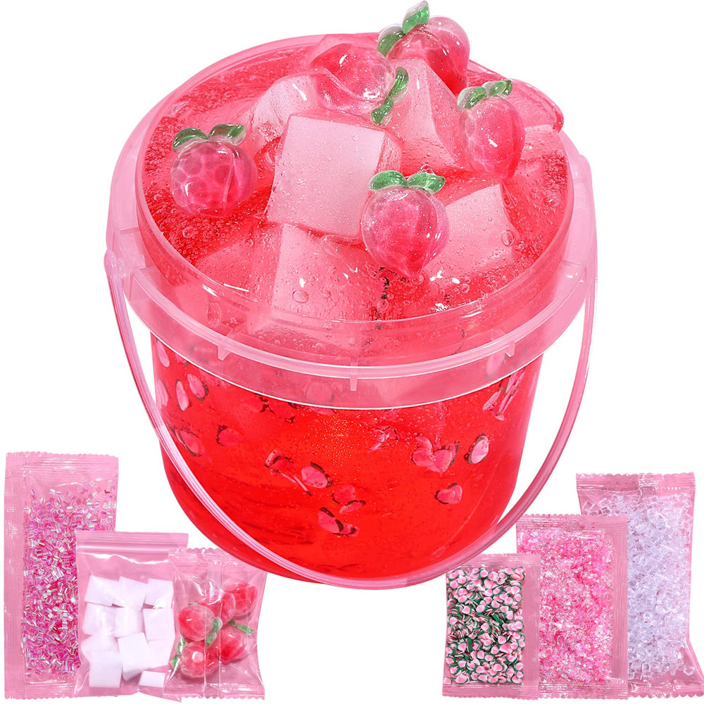 Azeperoy peach pink jelly cube slime jar showcases smooth tactile sensory play