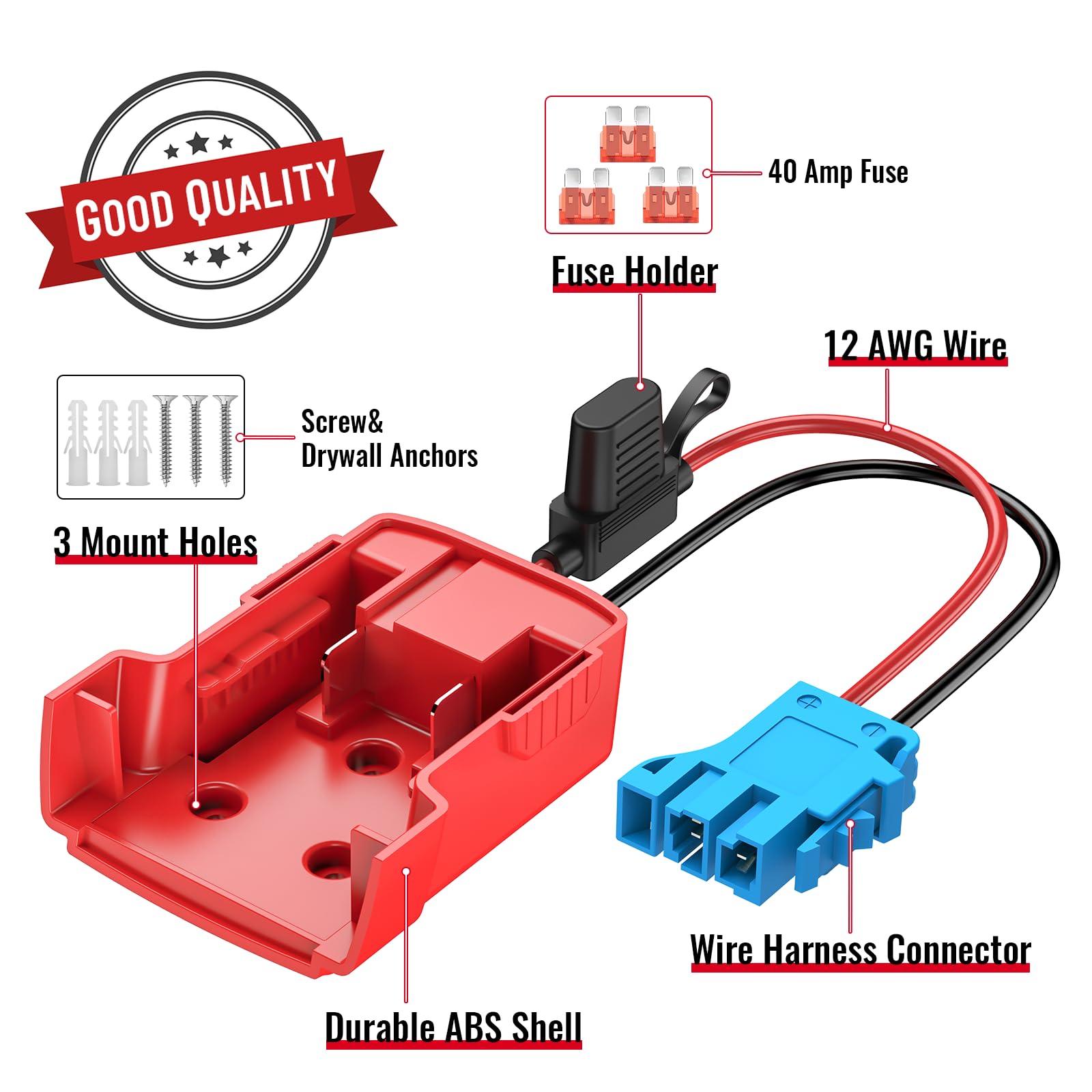 Azocek wire harness and fuse assembly ready for easy installation and safe power connections.