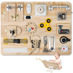 Azoravio Busy Board for Toddlers: wooden activity to boost focus and fine motor skills