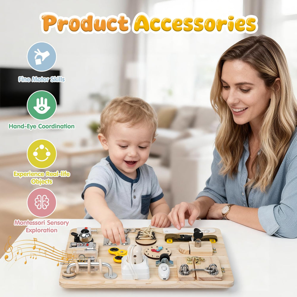 Azoravio Wooden fidget board: develop hand-eye coordination with safe, hand-polished surfaces