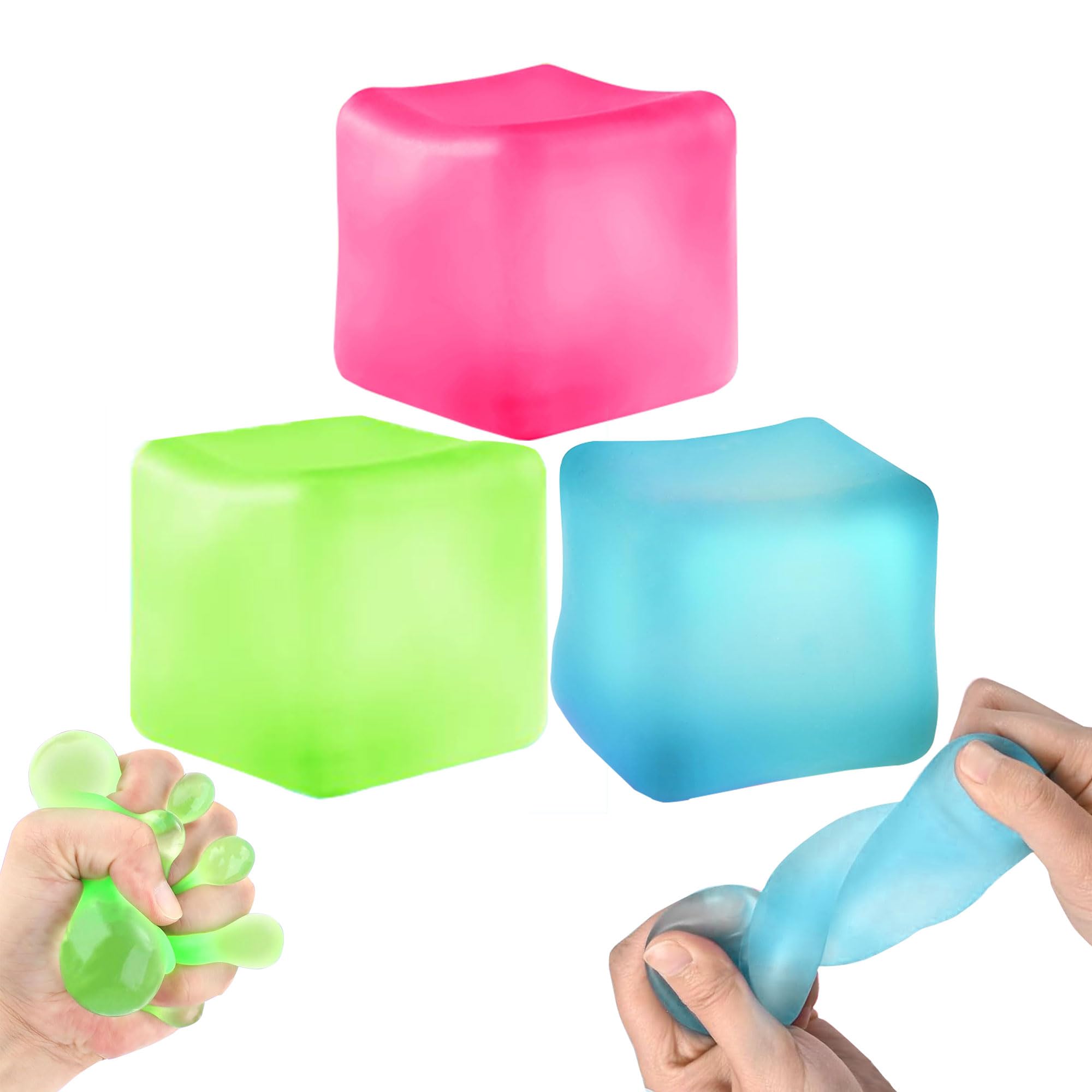 Azurphoric stress cube blue: slow-rising gel-filled fidget for calm focus