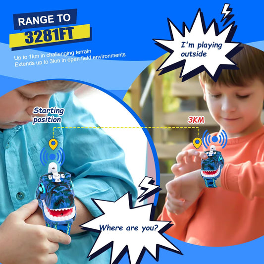 AZYFEI dinosaur walkie talkie blue side: durable design for kids’ adventures